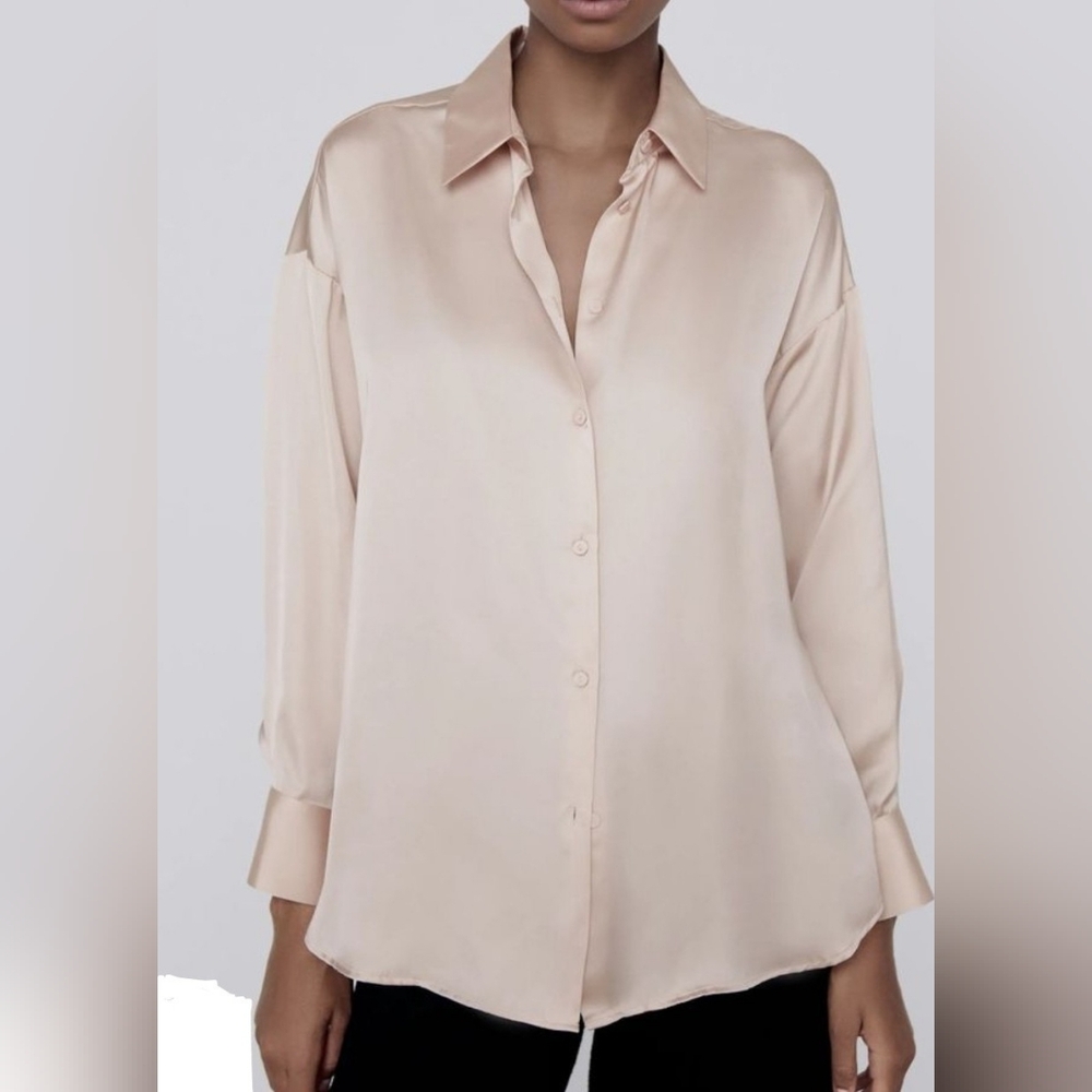 💎 ZARA Women's Top Pink Button-Up Blouse #0093